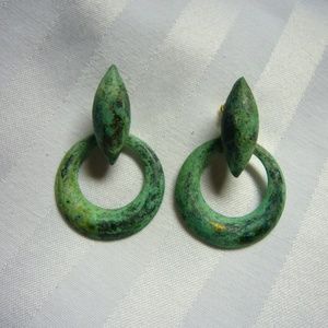 Vintage copper green dangle earrings